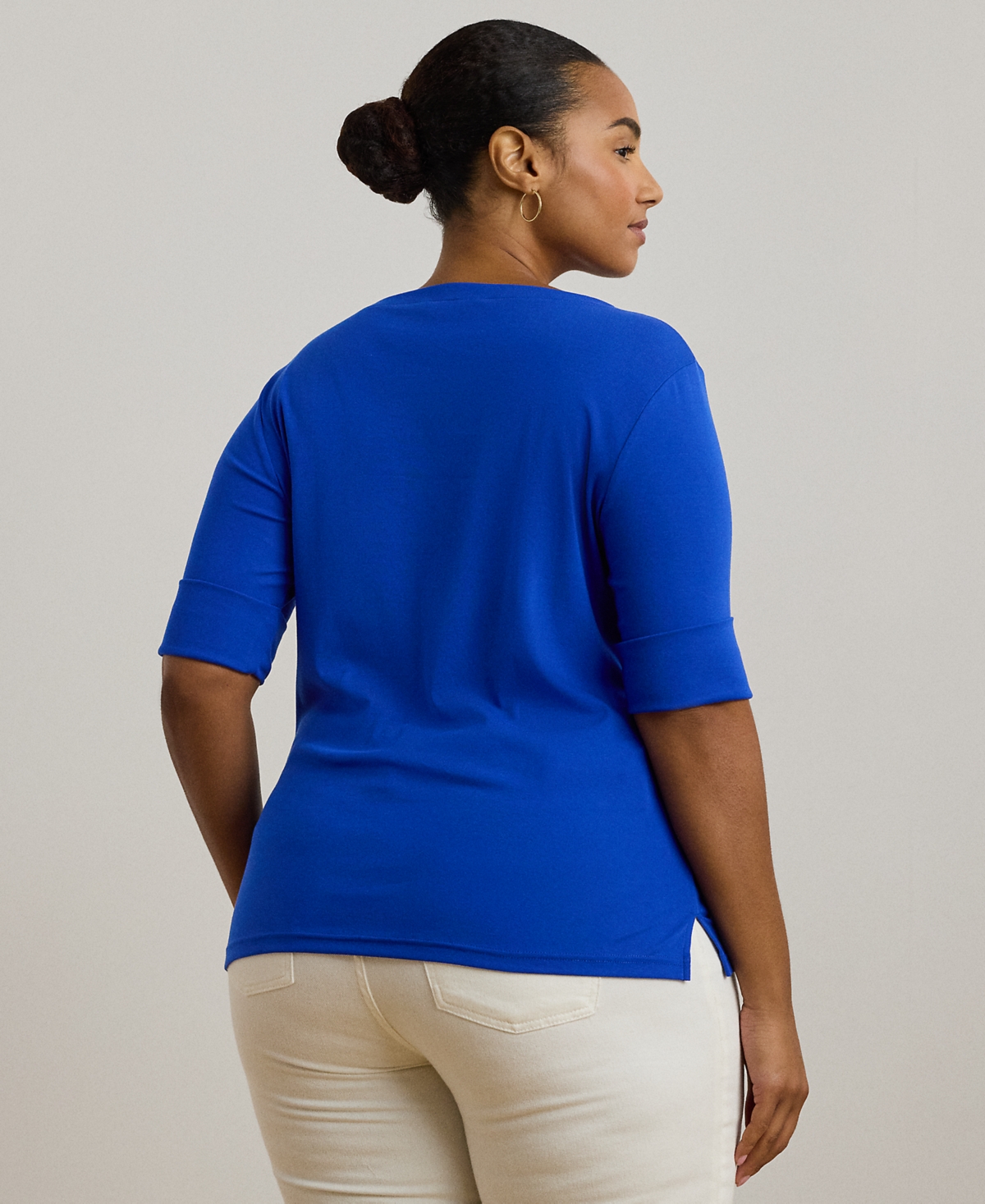 Lauren Ralph Lauren Plus Size Stretch Cotton Boatneck Tee