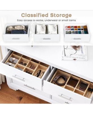 6 Drawer Dresser for Bedroom, Wooden White Dresser, Modern Chest Dresser with Deep Drawers