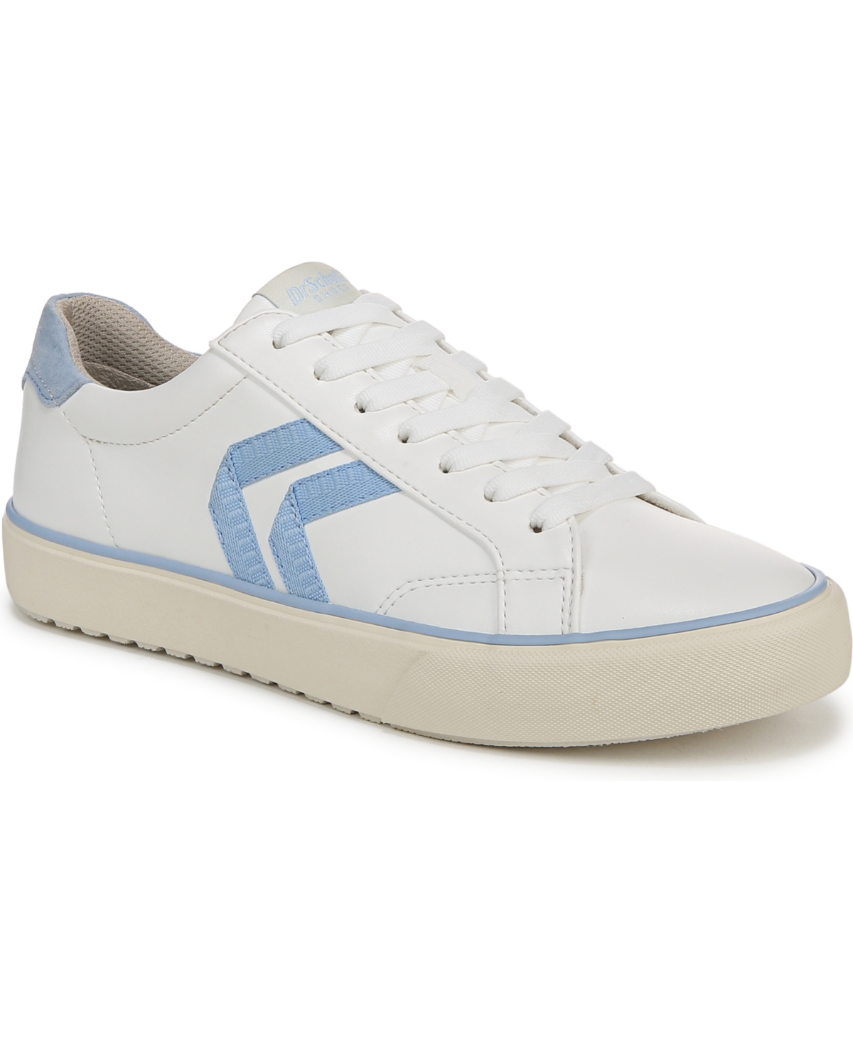 Shop Dr. Scholl's Women's Offline Lace Up Sneakers In White Blue Faux Leather