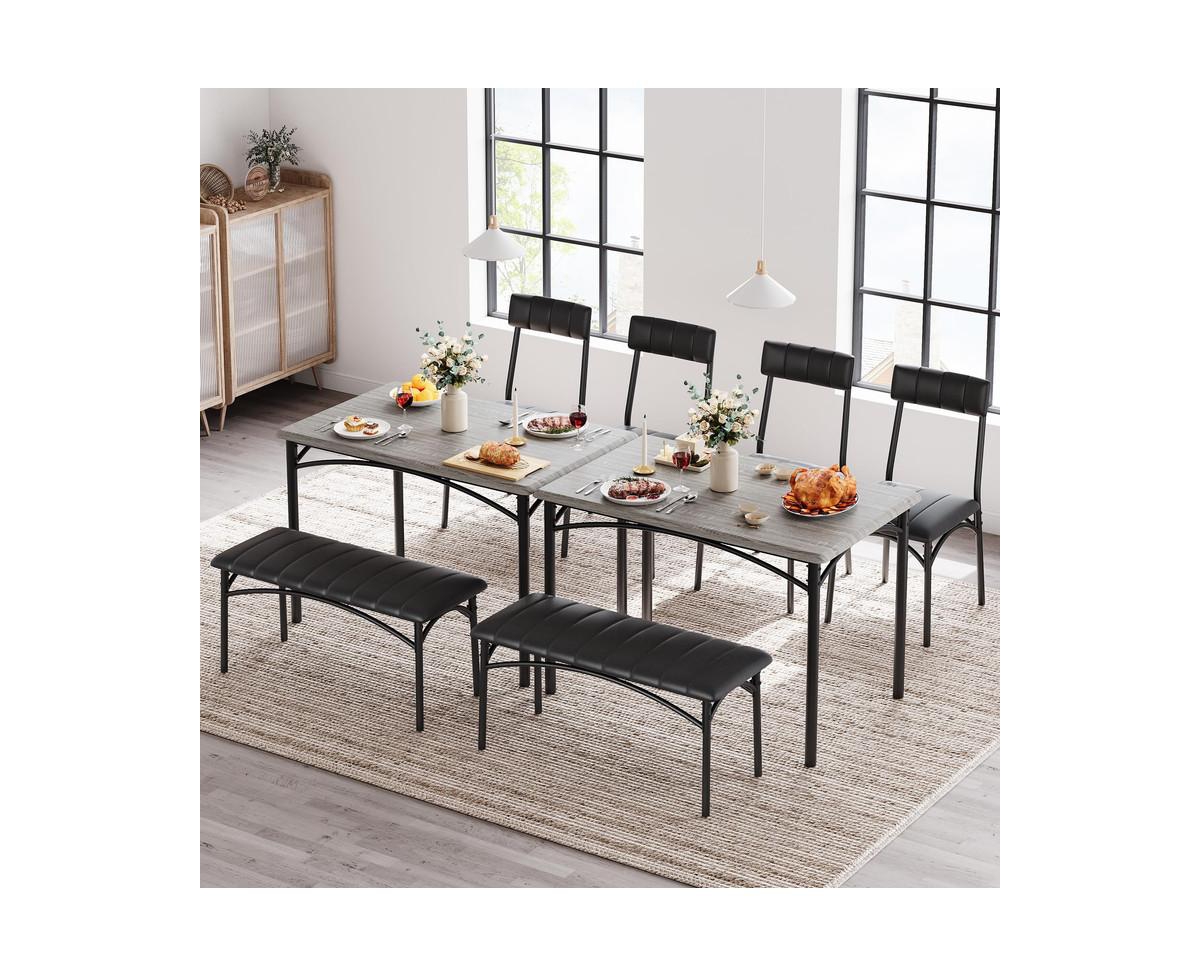 gaomon Dining Table Set for 5 Kitchen Table with 2 Upholstered Chairs and Bench 4 Pcs Rectangular Kitchen Table Set for Small Space Apartment Studio,G