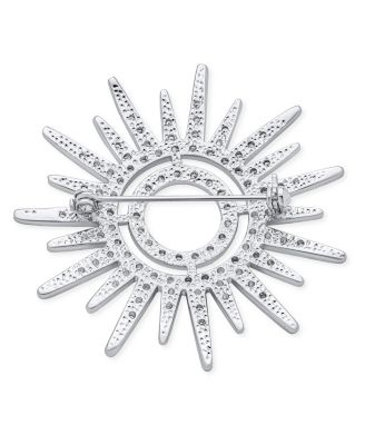 Summer Flaming Sunshine Micro Pave CZ Starburst Celestial Sunburst Sun Pin Brooch Brass