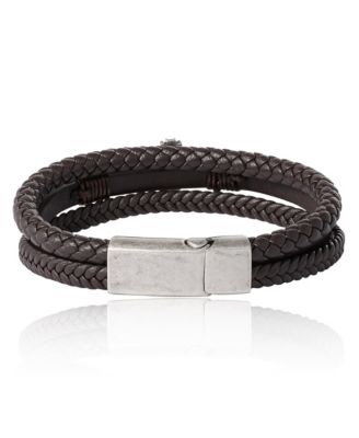 Textured Cross Triple Row Bracelet for Men 8.5", Antique Flash-Plated, Cross Jewelry