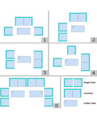4 Pieces Patio Rattan Sofa Set with Chairs and Glass Coffee Table