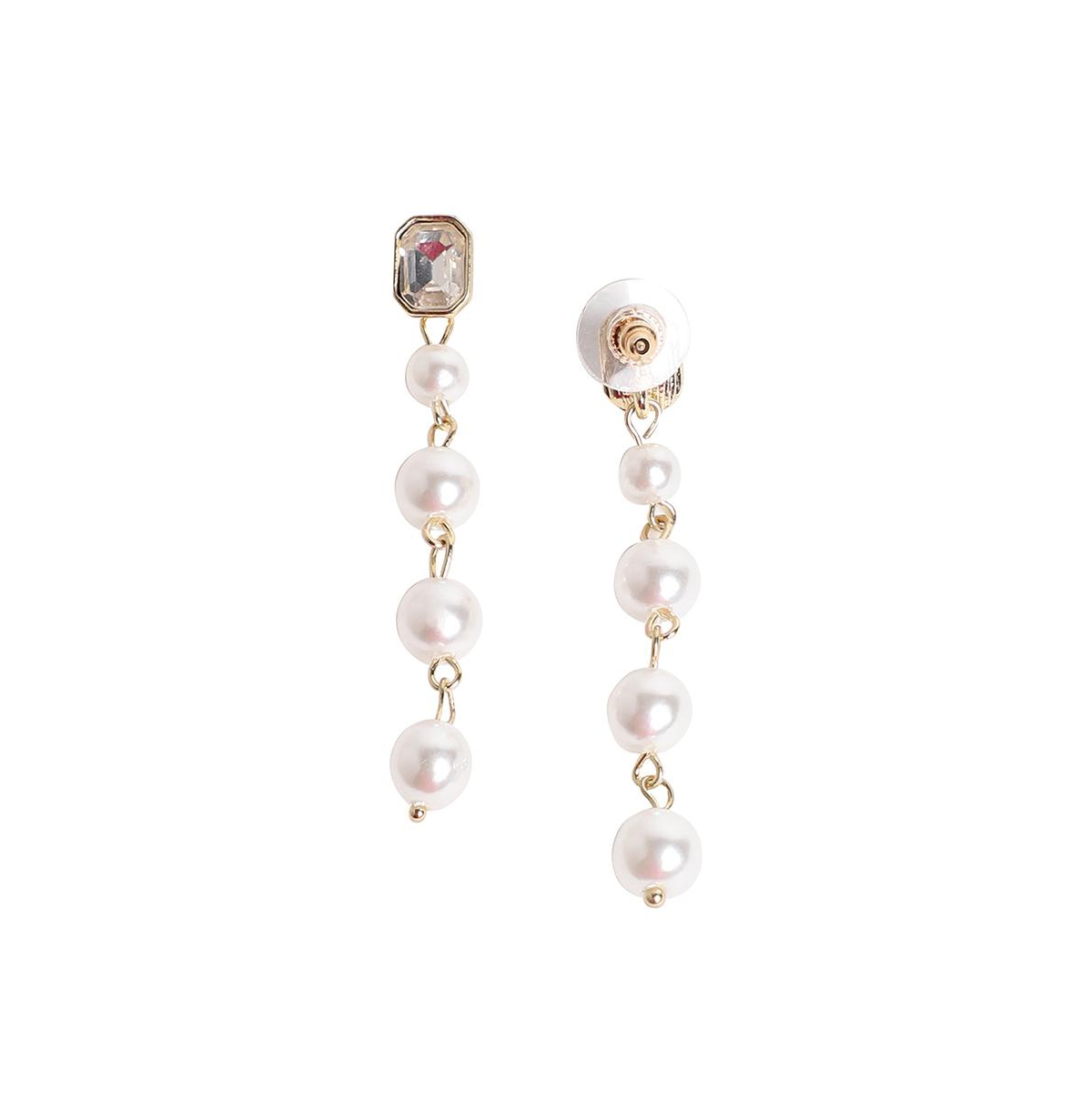 Sohi Women's Pearl Strand Drop Earrings In White