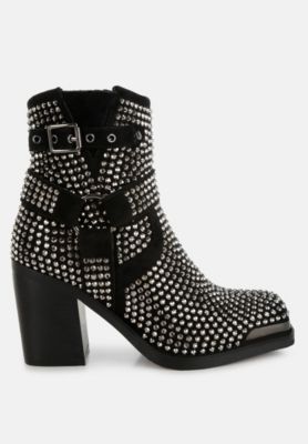 Womens Babbon Studded Harness Detail Ankle Boots