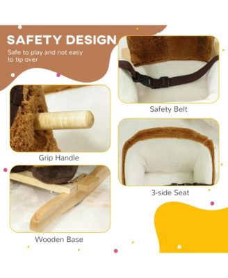 Baby Rocking Horse, Kids Ride on Horse w/ Sound, Safety Belt, Brown