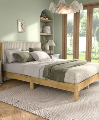 Alder Queen Platform Bed with Corduroy Fabric Upholstery