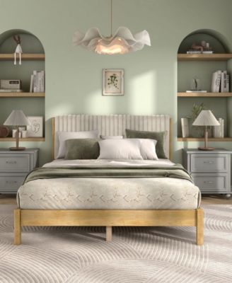 Alder Queen Platform Bed with Corduroy Fabric Upholstery