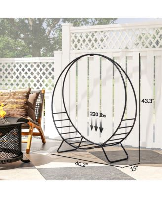 40&amp;#x22; Waterproof Firewood Rack with Cover, Outdoor Indoor Log Rack