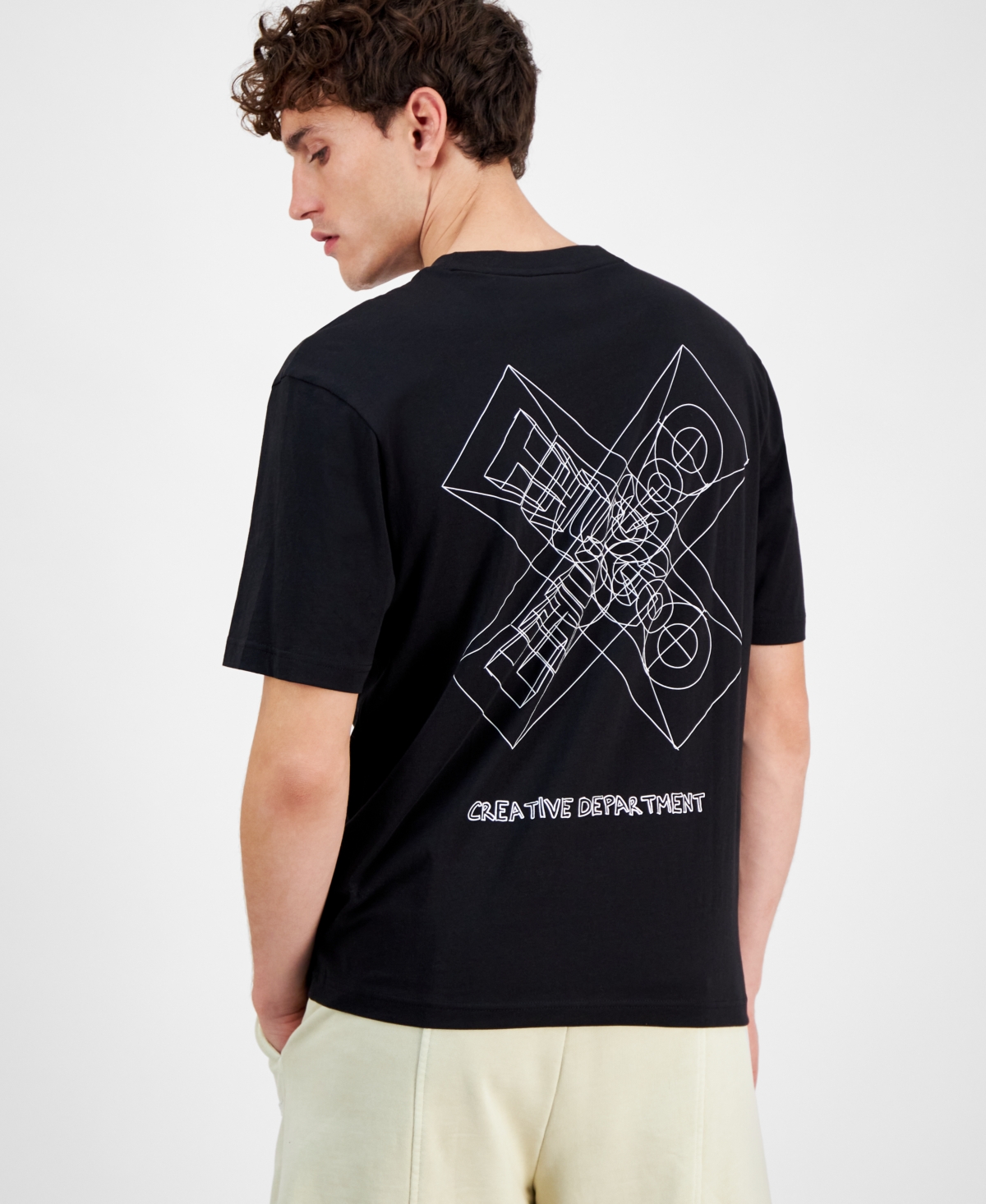 Hugo Boss Regular-fit T-shirt In Cotton With Graphic Logos In Black