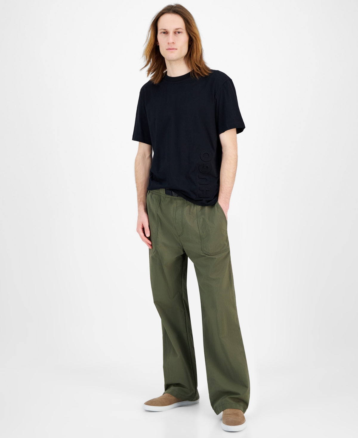 Hugo Boss Men's Dimuni Relaxed Fit Short Sleeve Crewneck Raised Logo T-shirt, Exclusively At Macy's In Black