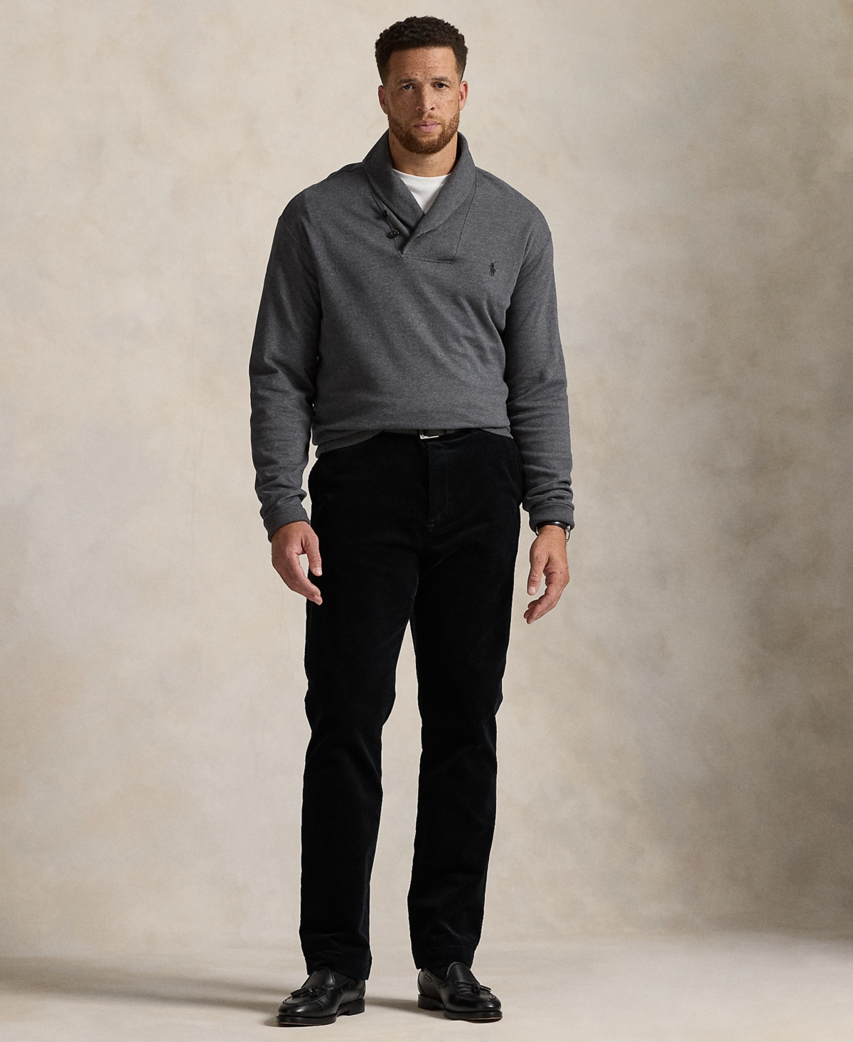 Lauren Ralph Lauren Men's Big & Tall Luxury Jersey Shawl-Collar Pullover