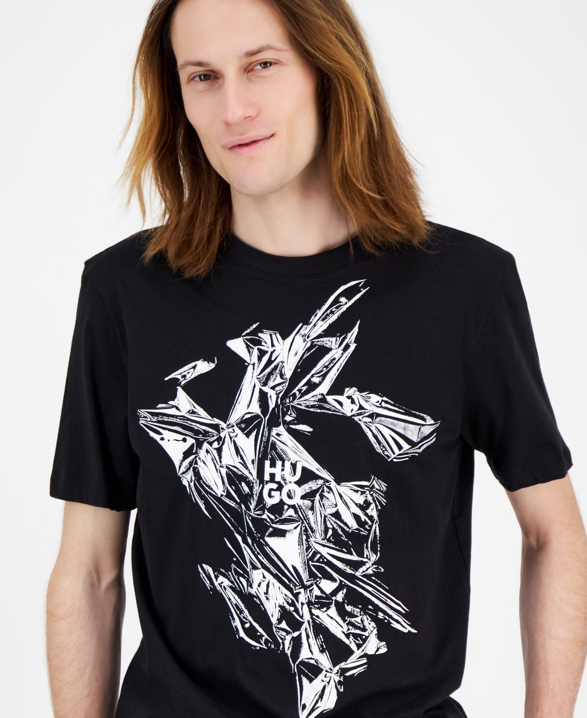 Hugo Boss Men's Diakromio Short Sleeve Crewneck Logo Graphic T-shirt In Black