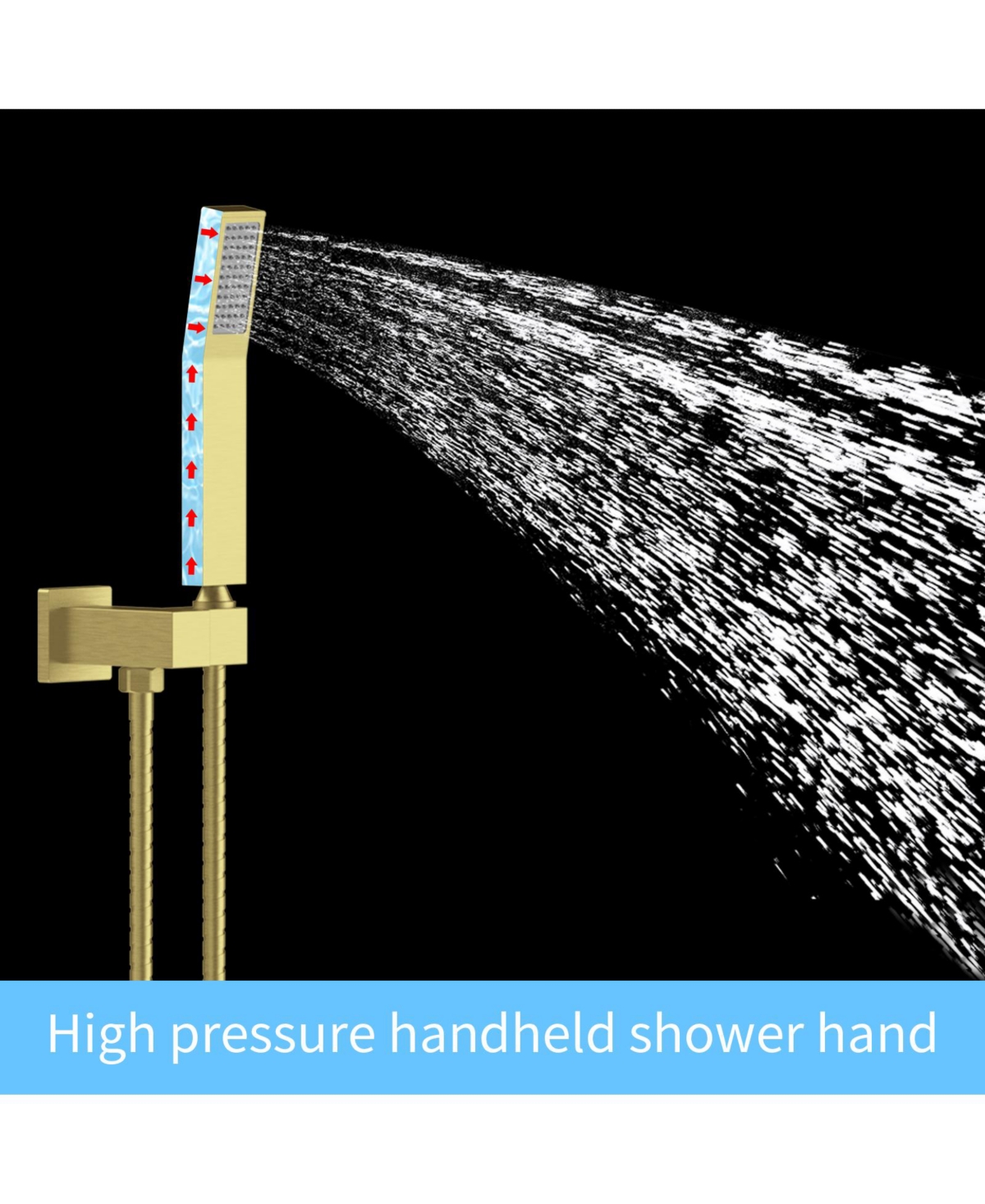 Slickblue Wall-Mounted Shower Faucet Combo Set Rainfall Shower Head & Handheld, Brushed Gold Finish