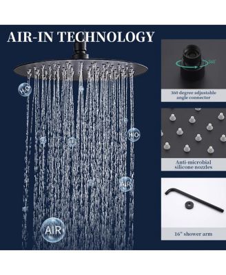 Wall-Mounted Shower Faucet Combo Set - 10" Rainfall Shower Head & Handheld, Matte Black Finish