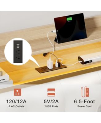 Full Size Bed Frame with Storage Headboard & USB Ports & Outlets No Box Spring Needed