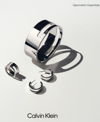 Two-Tone Stainless Steel Geometric Bangle Bracelet