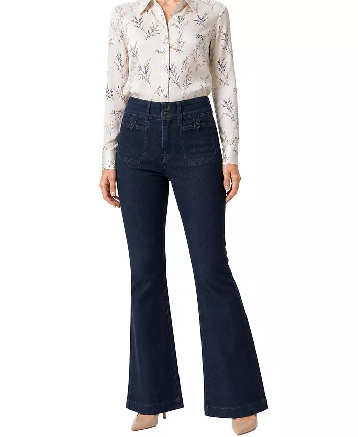 Women's Tummy Control Seamed Detail Flare Wide Leg Jean