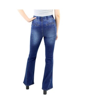 Women's Tummy Control Seamed Detail Flare Wide Leg Jean