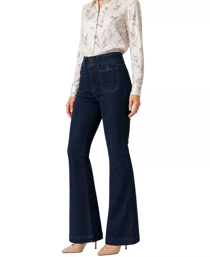 Women's Tummy Control Seamed Detail Flare Wide Leg Jean - thumbnail 4