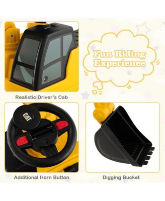 Licensed Caterpillar Kids Rid-On Digger Excavator Toy w/ Rotatable Digging Bucket & Hidden Storage
