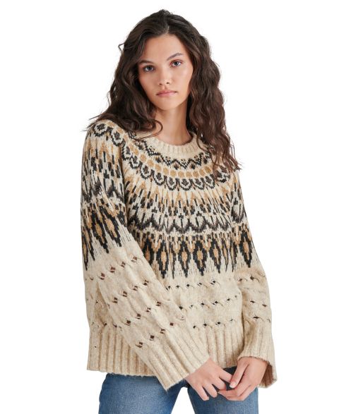 Женский свитер Steve Madden Suzette Fair Isle, цвет: Чёрный разноцветный