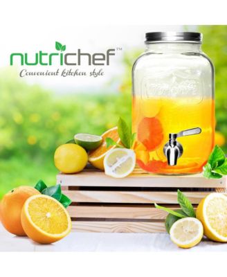 1-Gallon Glass Beverage Dispenser with Stainless Steel Tap & Lid - NCDISG1