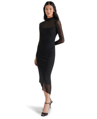 Women's Blare Mesh Asymmetrical-Hem Midi Dress