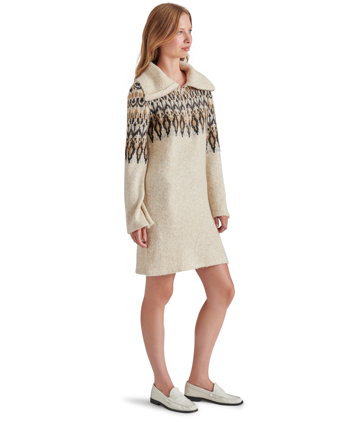 Steve Madden Women's Essa Half-zip Sweater Dress In Black Multi