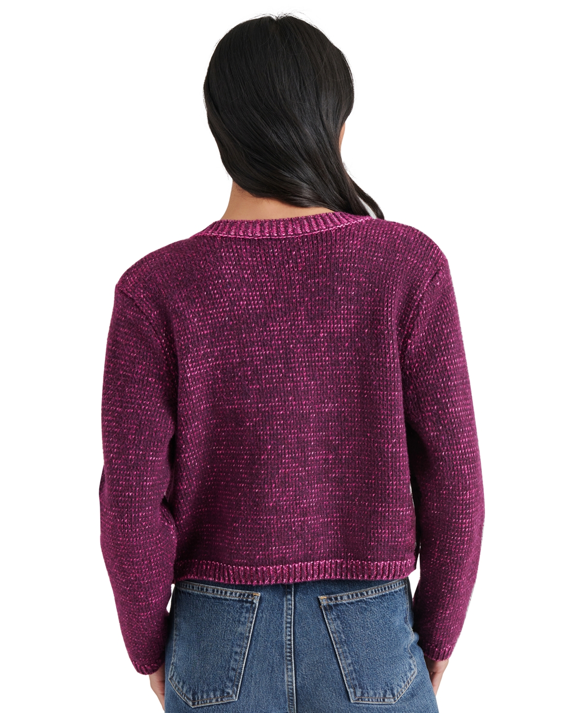 Steve Madden Maribelle Fuzzy Cardigan In Aubergine