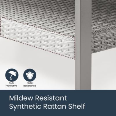 3 Piece Patio Set, 2 Lounge Chairs & 1 Coffee Table, Gray & Beige