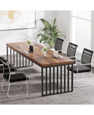 6.56 ft Conference Table for 6-8 People,Industrial Long Business Table, Large Rectangle Meeting Seminar Table
