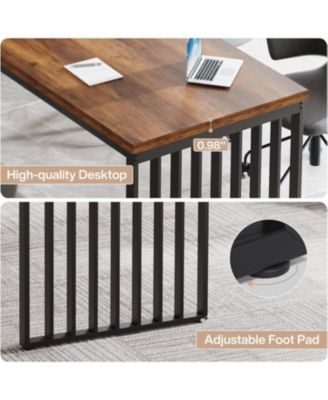 6.56 ft Conference Table for 6-8 People,Industrial Long Business Table, Large Rectangle Meeting Seminar Table