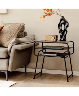 3-tier Side End Sofa Display Table Compact Nightstand for Bedroom Living Room