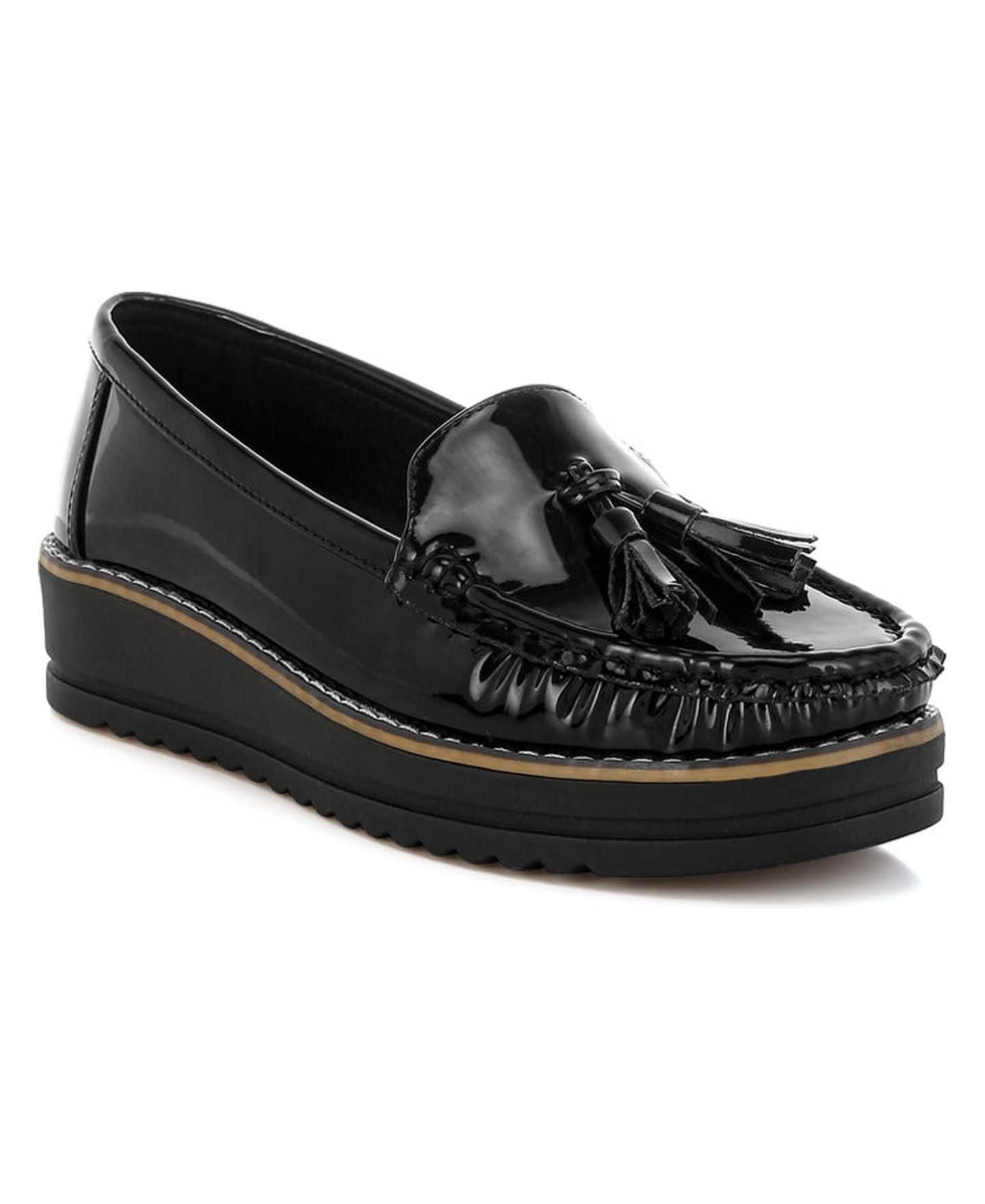 Женские туфли London Rag Strelka Tassel Detail Flatform Loafers Black — фото 3