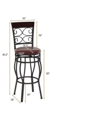 2 Pieces 30 Inch 360 Degree Swivel Bar Stools with Leather Padded Seat