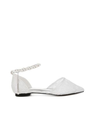 Shrami Pearl & Rhinestone Strap Flat Sandals