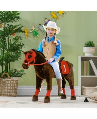 Ride on Horse for Kids w/ Neighing Sound, Saddle & Stirrups, 3-8 Years