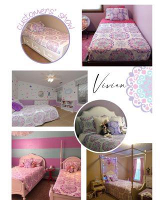 Vivian Purple 4-Piece All-Season Reversible Cotton Quilt Set - Full/Queen