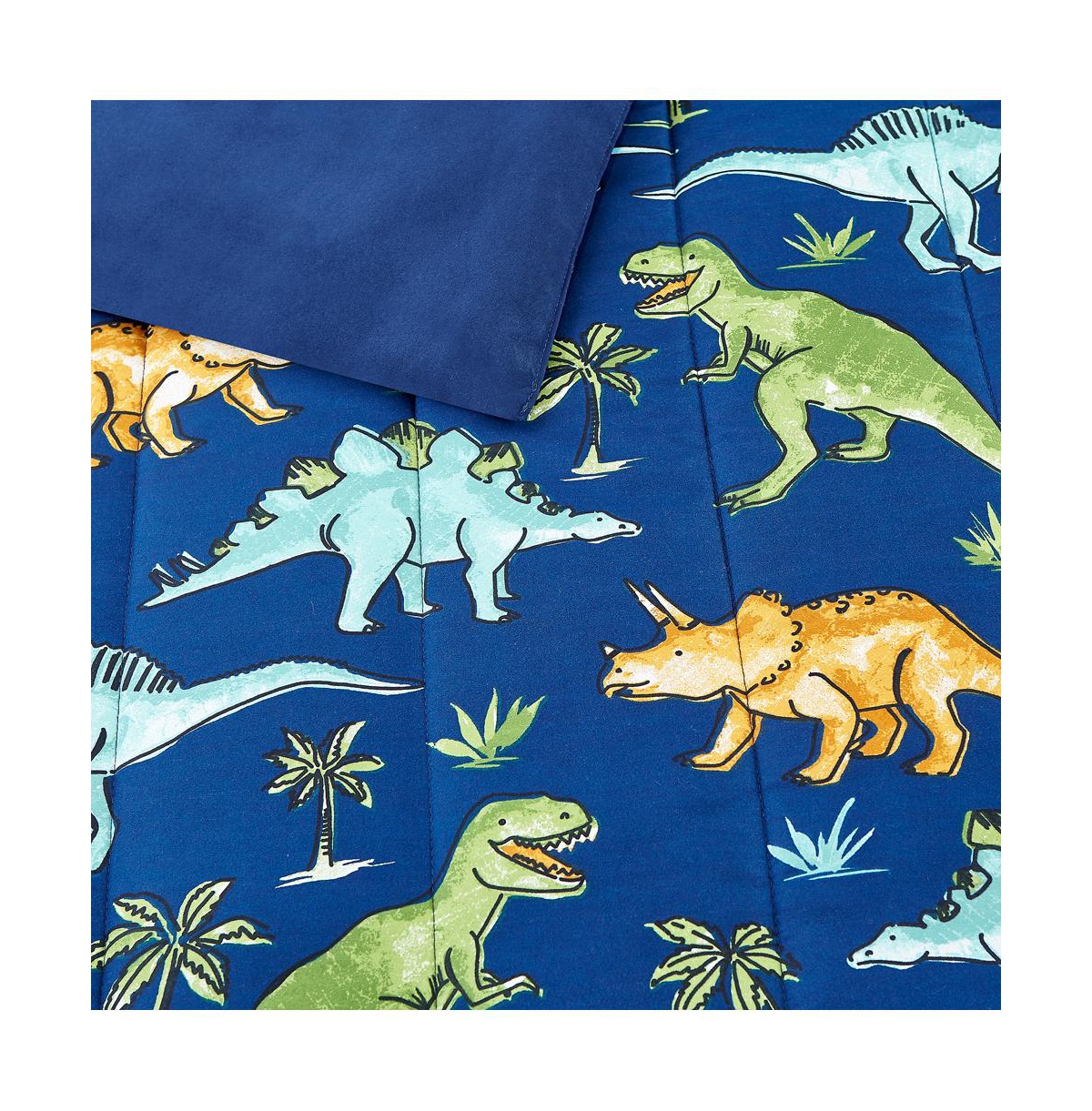 Alex + Bella Watercolor Dinosaur4-Piece Microfiber Comforter Set - - Navy