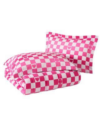 Checkerboard Hearts Ultra Soft Microfiber 3-Piece Comforter Set