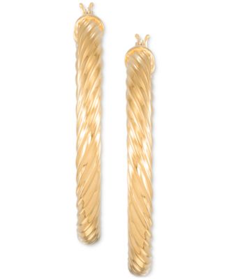 Rope Hoop Earrings in 18k Yellow Gold Over Sterling Silver (45mm)