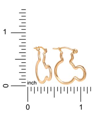 Mickey Mouse Silhouette Small Hoop Earrings in 10k Yellow Gold (3/4")