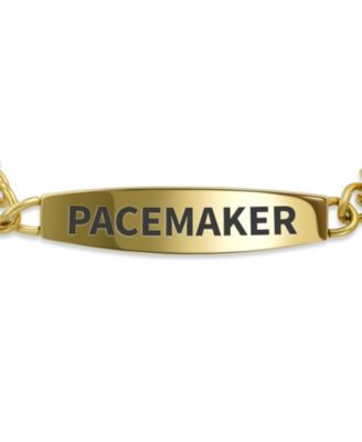 Pacemaker Medical Identification ID Bracelet Miami Cuban Link Chain Gold 2 Tone Stainless