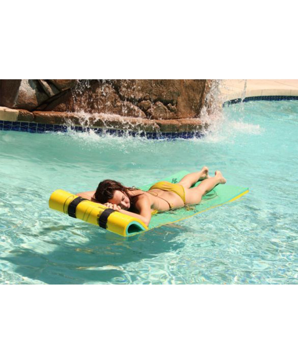 Aqua Lily Pad Tadpole Single Adult Floating Foam Pool Lounger Mat,Yellow -yellow