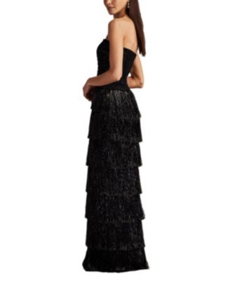【Tadashi Shoji】Shania Sequin Velvet Fringe Gown Shania Sequin Velvet Fringe Gown | Tadashi Shoji