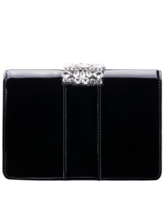 Crystal Embellished Patent Flap Clutch