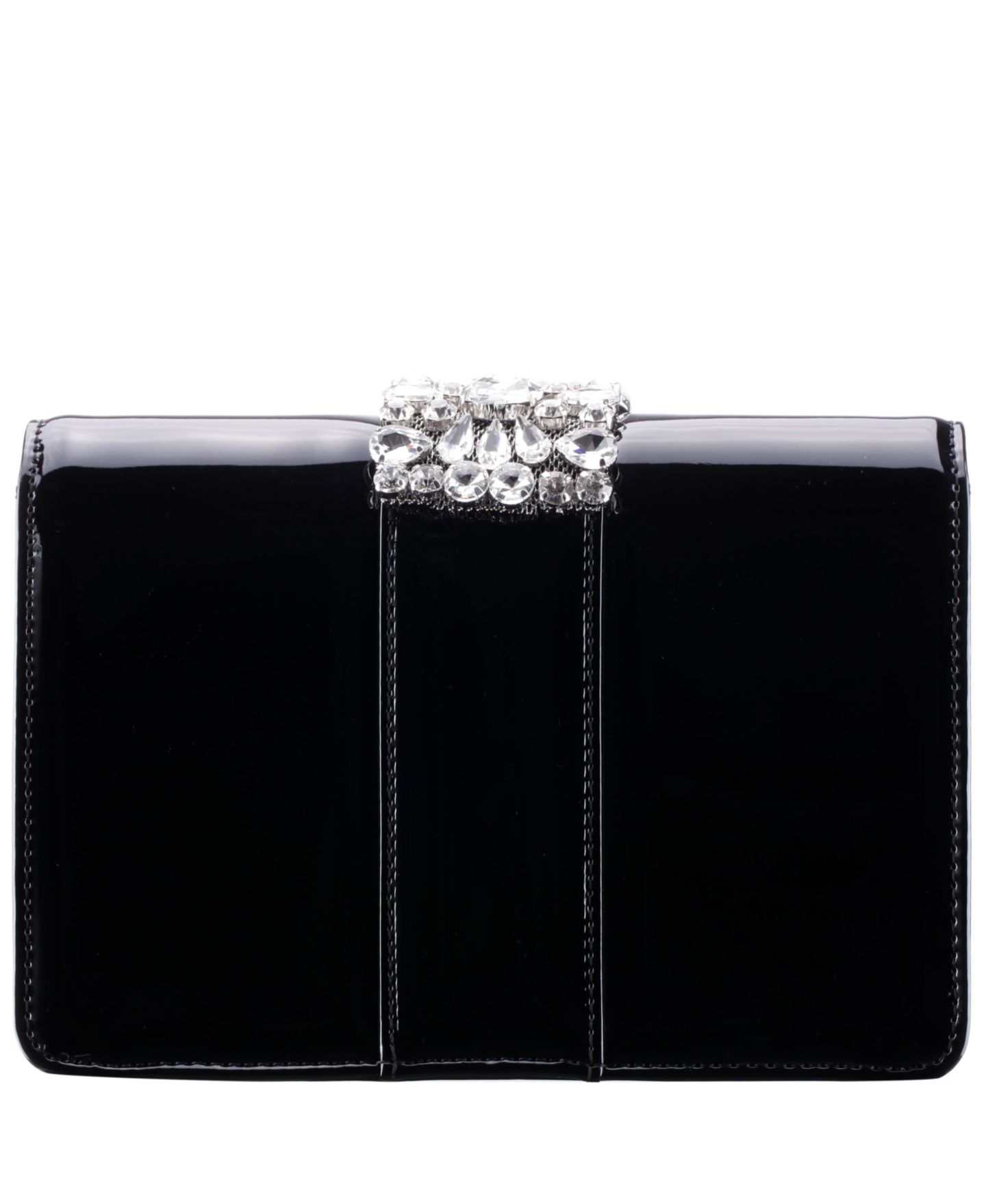Женский клатч Nina Crystal Embellished Patent Flap Clutch, цвет: Чёрный — фото 2