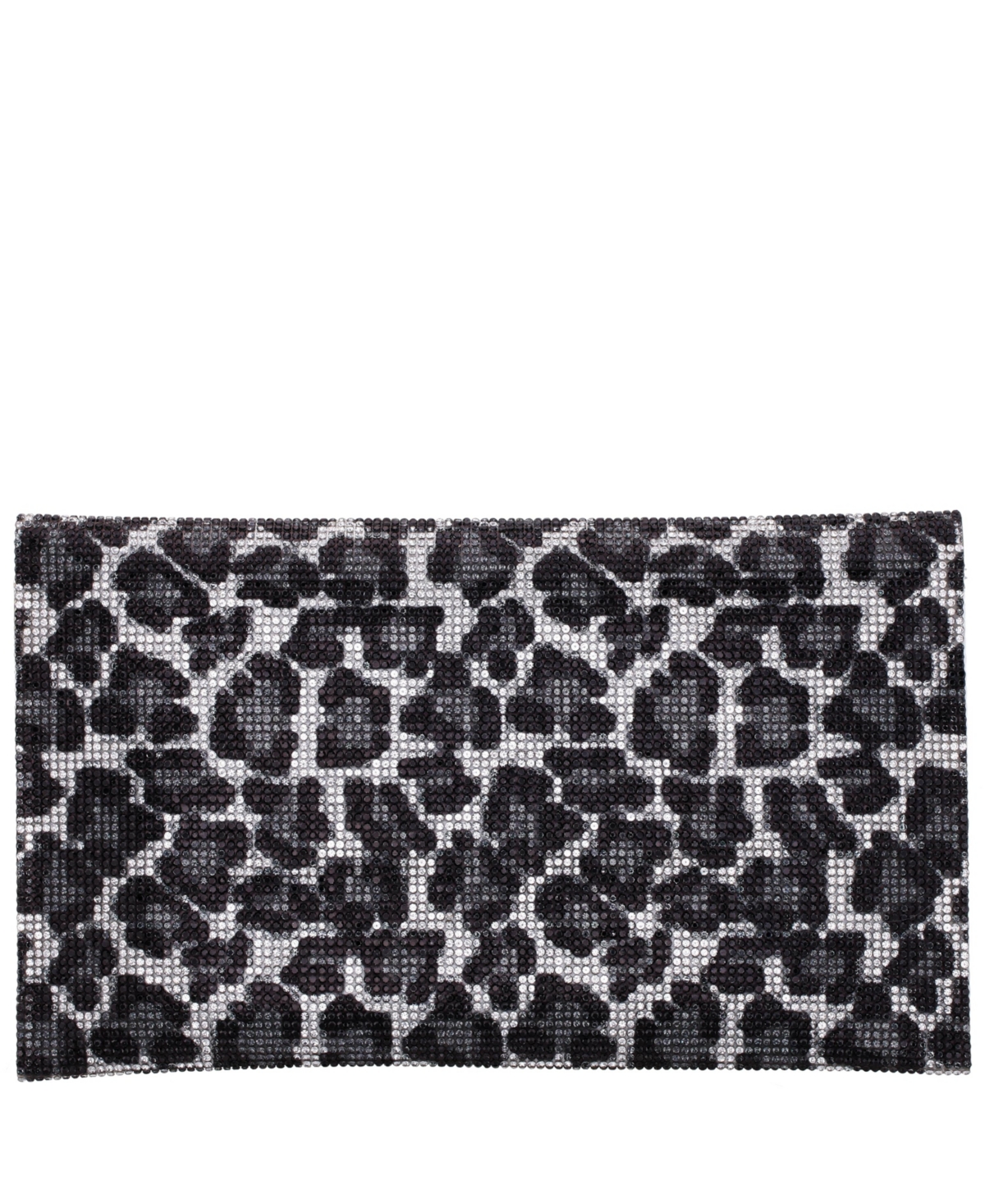 Nina Leopard Print All Over Crystal Envelope Clutch In Black Leopard