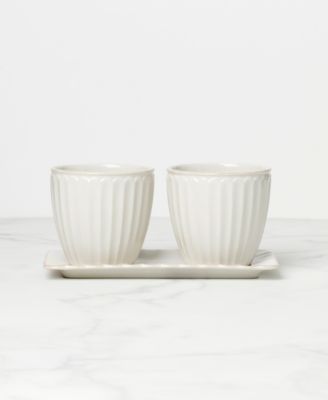 French Perle Scallop Herb Pots Tray Set